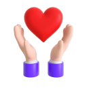 하트를 받쳐 든 손을 형상화한 희망나눔 아이콘